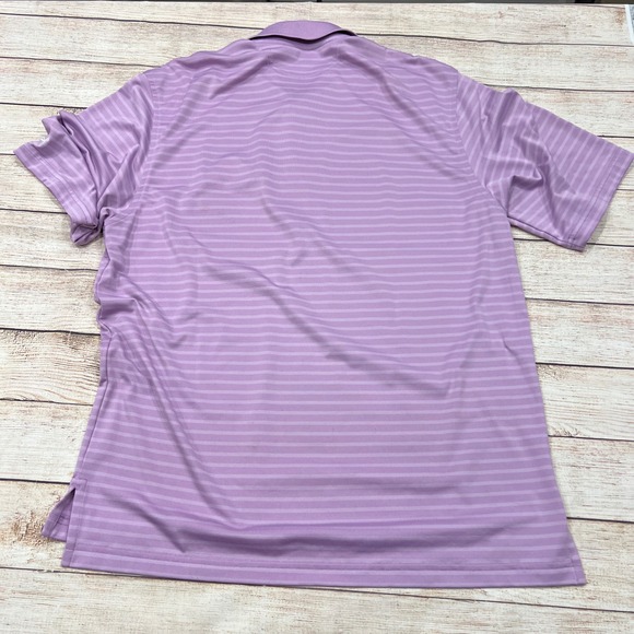 Under Armour HeatGear Mens Lavender Stripe Golf Polo Shirt StoneRidge Logo MD - Picture 9 of 9